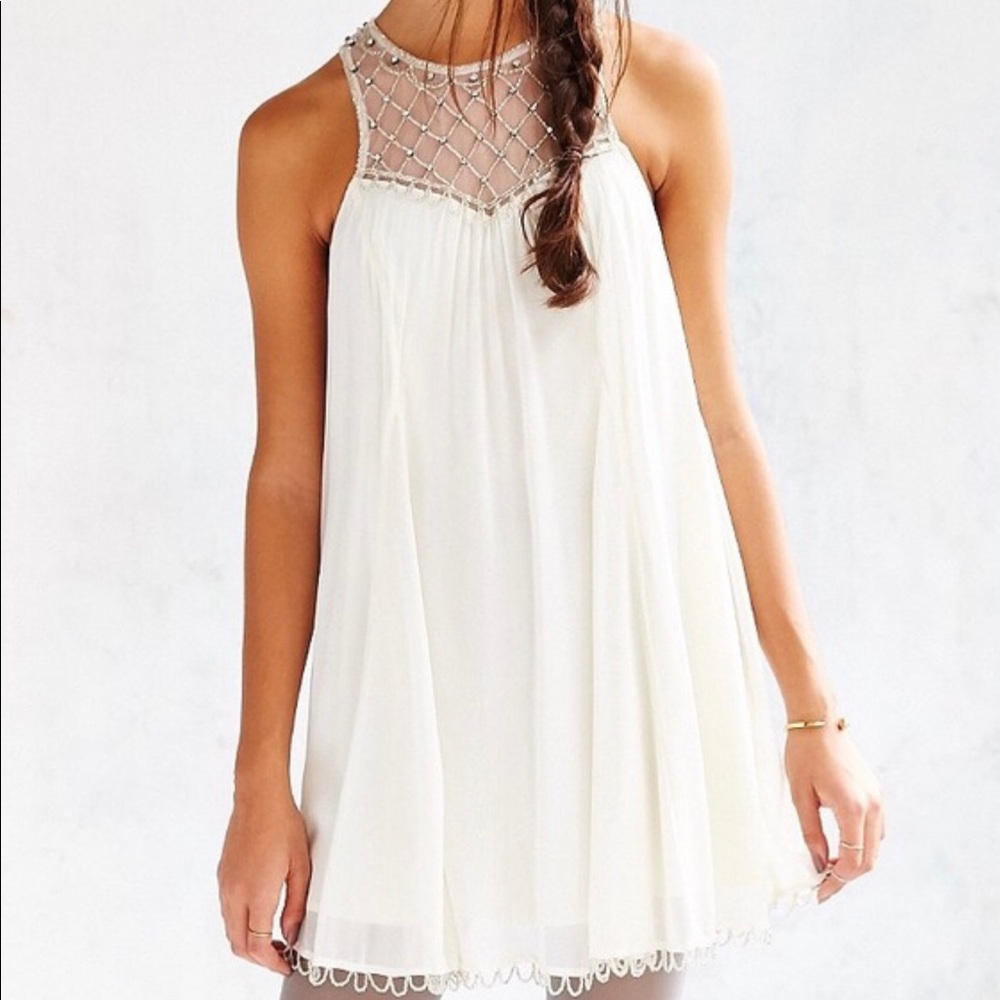 Anthropologie chiffon beaded Glynda  dress